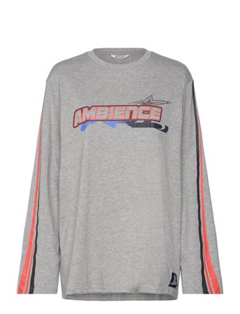 Monki Printed Long-Sleeved Oversized T-Shirt Dress - Grey - M