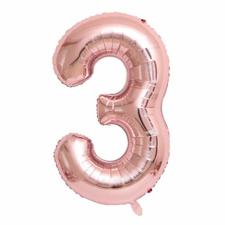 Stor cifferballon i roseguld til fødselsdagsfest 102cm 3