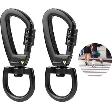 Drejelig karabinhage, karabinhager med drejelås, 2 stk. karabinhager til klatring, kraftig, skruekarabinhage til hængekøjer, camping, nøglering, 