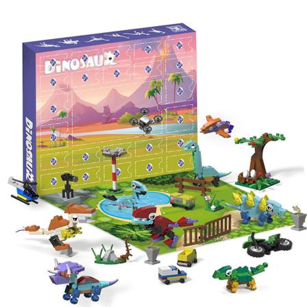 Dinosaurusten eläinrakennuspalikat lelusetti, loma- ja syntymäpäivälahja pojille ja tytöille, violetti