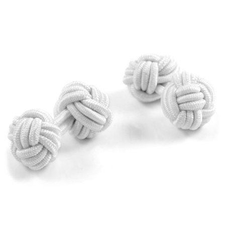 Białe spinki do mankietów z węzełkami dla mężczyzn