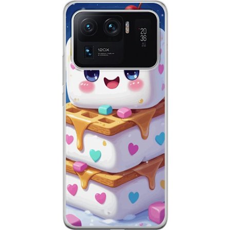 Yhteensopiva Puhelinkuori Xiaomi Xiaomi Mi 11 Ultra Söpö vaahtokarkkihahmo, jossa on sydämiä, vohveleita, siirappia ja värikkäitä paloja, luo l