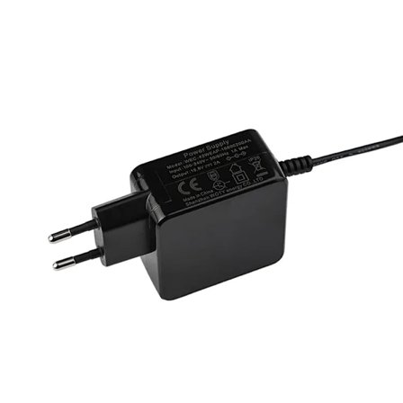 Svart Kompakt AC Veggstrømadapter Egnet for Diverse Elektroniske Enheter To Pins Europeisk Plugg Slitesterkt Plasthus Strøm LED Indikatorlys