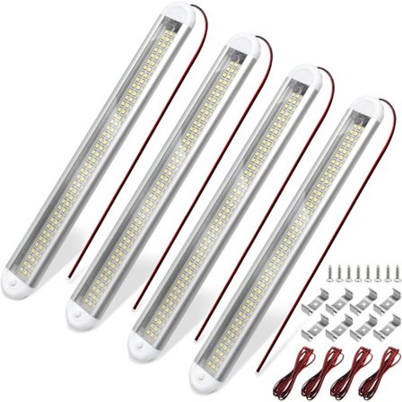 4-pack (vitt) 12V LED-lampor för skåpbilar, 120 LED-remsor, Li