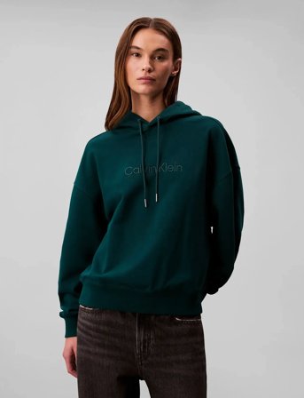 Calvin Klein A- Logo Emb French Terry Po Hood - Green - S