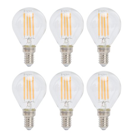 6 stk G45 E14 LED-lamper Dimbar 4W Transparent Vintage Filamentpære for Lysekroner Varmhvit 220V_jarx