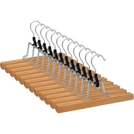12 x Byxhängare | Träbyxhängare | Klädhängare med klämma