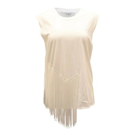 Stella McCartney Fringe Tank Top In Cotton Hvid, Dame