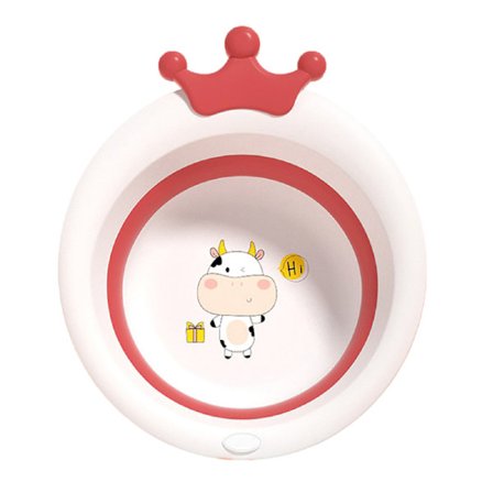 Vaskebalje Barn Vaskekar Sammenleggbar Bærbar Ansiktsvask Balje Baby Sammenleggbar Badekar Vannmelonfarge