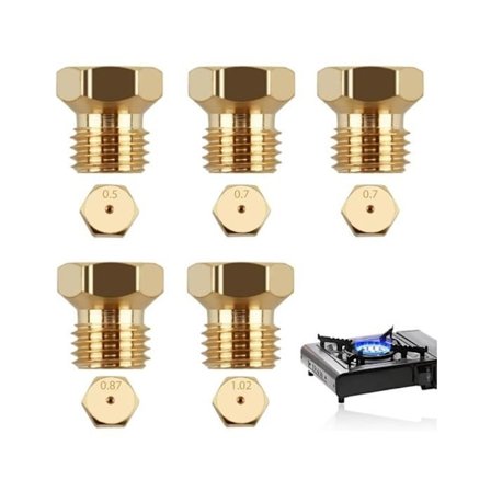 5 st Universal Munstycken för Butangas, Butanmunstycke för Gasspis, Spishäll, Gasinjektormunstycke 0.5/0.7/0.87/1.02