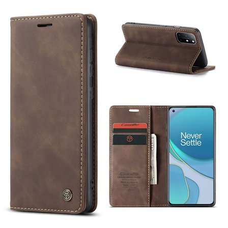 CaseMe OnePlus 8T vintage-kotelo - Kahvi