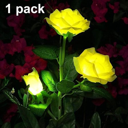 Solcellelamper med rosenblomster til udendørs brug, havestier, dekoration, solcelleblomster, havepæle