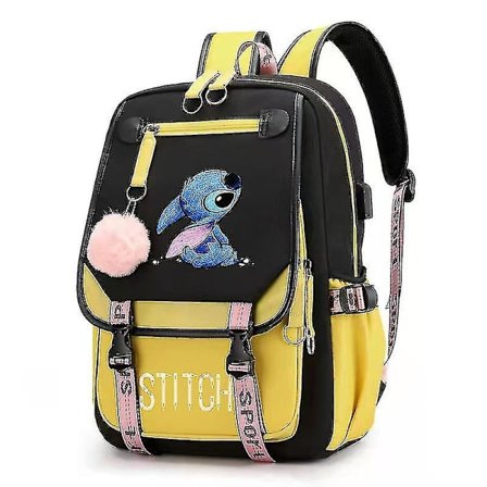 Stitch USB genopladelig skoletaske til drenge og piger