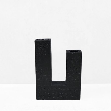 Sort harpikslysholder, 12x4x16cm, moderne indretning