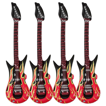 4 stk. Interessante oppustelige instrumenter Pool Oppusteligt legetøj Børn Oppustelig guitar Festpynt