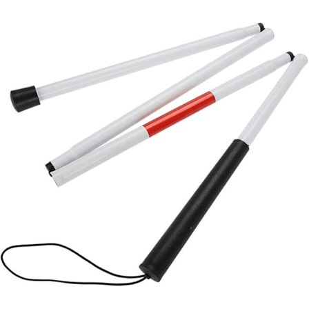 Foldbar stok til blinde - Stokke Lang foldbar hvid stok