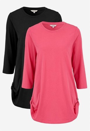 Cellbes of Sweden - Trikåtunika med 3/4-ärm 2-pack - mörkrosa + svart - för damer - 50/52