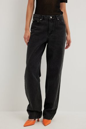 NA-KD Loose Mid Waist Jeans - Baggy jeans - Grå - EU 34
