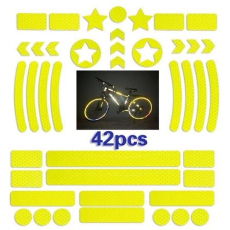 42 STK Cykel Reflekterende Klistermærke Advarselsmærkater GUL Yellow