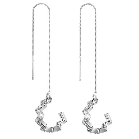 925 Sterling Silver Wave Cuff Chain Earrings Wrap