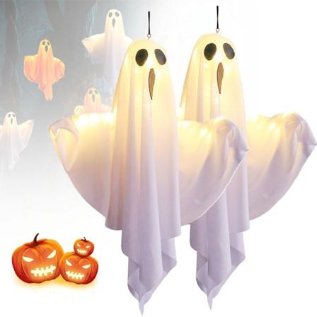 Halloween Spøkelsesdekorasjoner Hengende Opplyste Spøkelse, Halloween Spøkelsesdekorasjoner med Skummel LED Lys Spøkelse Hengende Dekorasjon