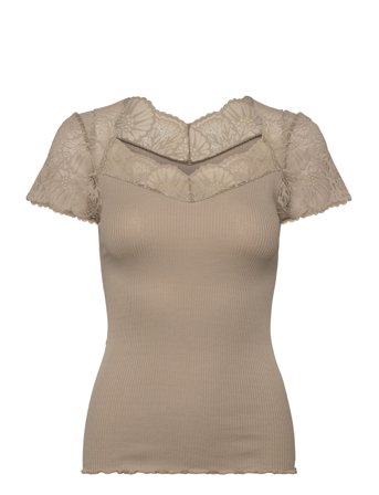 Rosemunde Rwbeatha Silk Capsleeve T-Shirt - Beige - L