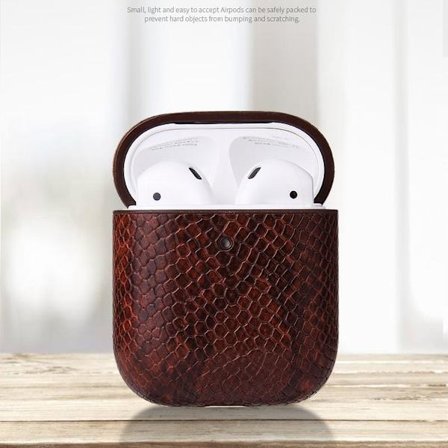 AirPods PU-Läder Ormskinn Fodral Brunt