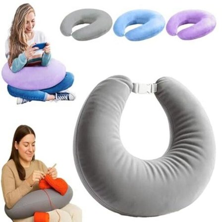 Ergonomisk pude til gaming og læsning - Letvægts bærbar støttepude med hæklet betræk lindrer spændinger