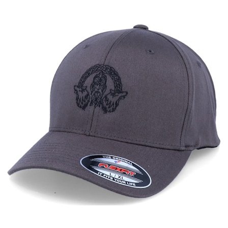 Vikings - Grey flexfit Czapka Z Daszkiem - Odin Wolves Logo Dark Grey Flexfit @ Hatstore
