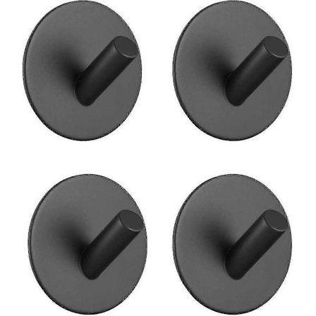 Itseliimautuva musta ruostumattomasta teräksestä valmistettu koukku ilman porausta, voidaan käyttää kylpytakien, pyyhkeiden, vaatteiden ja 