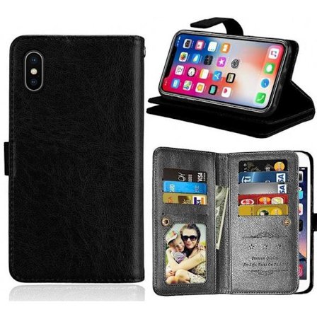 iPhone X Praktiskt Plånboksfodral 2in1 med 11-Fack Loop