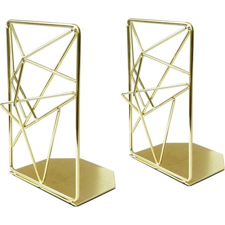 Kultaiset nestemäiset metallikirjatukit, koristeellinen pari, stereoskooppiset koristeelliset kirjatukit hyllyille, kirjanpidikkeet