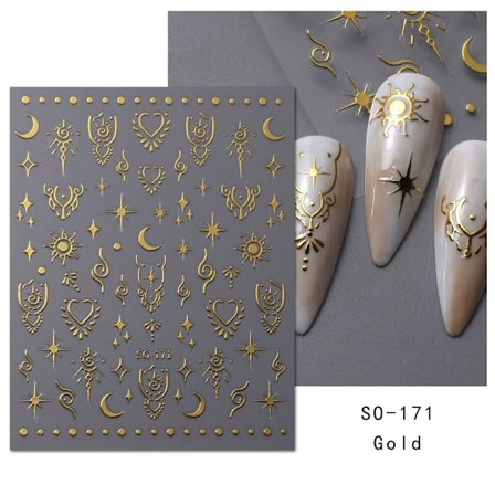 5 Styck/ Set Nail Sticker Slider Dekaler GULD GULD
