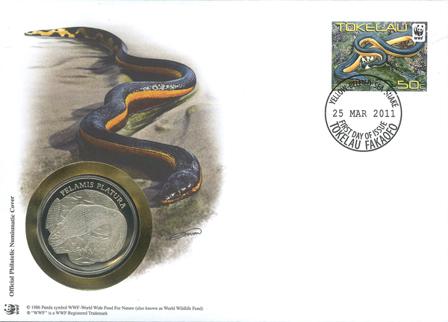 WWF Møntbrev - Gulbuget havslange