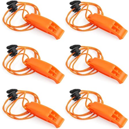 6 stk - Nødfløyte - overlevelsesfløyter - m/ dobbel frekvens - nødfløyte