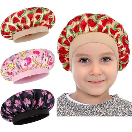 Silke Satin Bonnet - 3-pak Børne Satin Hår Bonnet - Perfekt