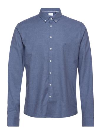 Heather Solid Bd Slim Shirt Skjorte Uformell Blå Calvin Klein