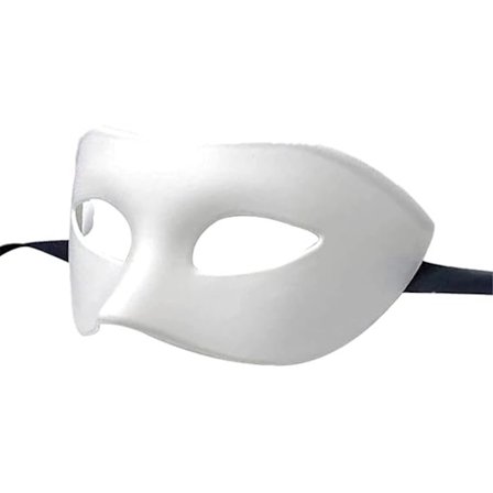 Maskerademaske for menn og kvinner, halv ansiktsmaske med øyne, venetiansk romersk elegant maske, passer til Halloween, jul, cosplay, karneval (hvit)