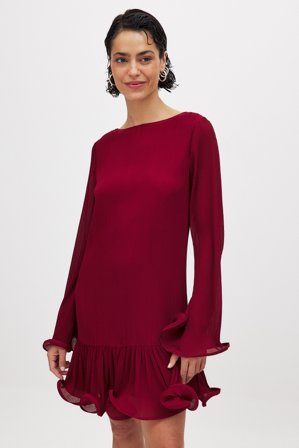 Léanne Ansar x NA-KD Minklänning med volanger - Julklänningar - Röd - EU 40