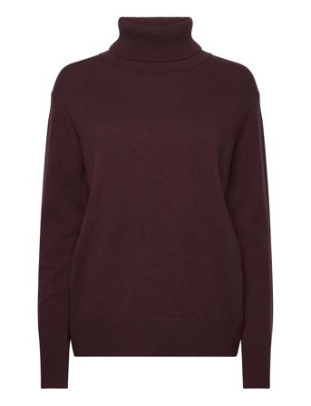 Rwlaica Cashmere Ls Roll Neck Brown Rosemunde