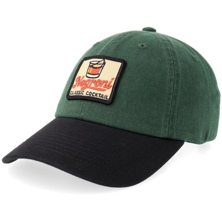 Iconic - Negroni Classic Cocktail Stone Washed Dark Green/Black Dad Cap Unconstructed Green Cap - @ Hatstore