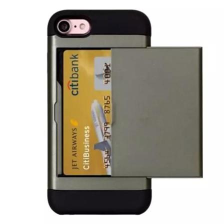 Iphone 7/8/se Stöttåligt Hybrid Skal Med Kortfack Armé Grön Green Apple Iphone 7/8/se