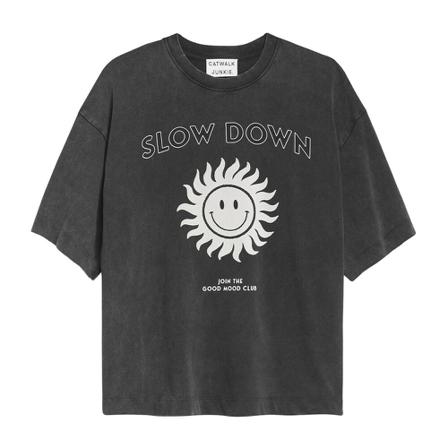 Catwalk Junkie T-shirt Slow Down , Grijs , Dames , Maat: M