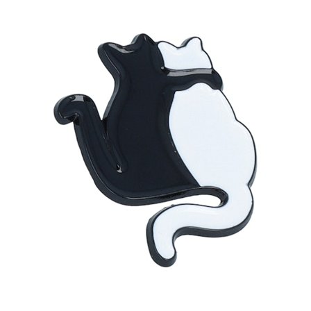 Cap Pins - Black - Accessory - Black & White Cats Metal Enamel Pin - Hatstore