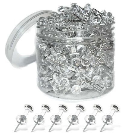 Gennemsigtige tegnestifter - 400 tegnestifter med opbevaringsboks, tegnestifter til kork, opslagstavler og noticetavler - tegnestifter (gennemsigtige)