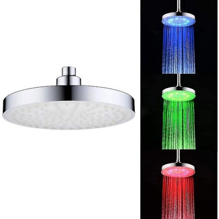 20cm*20cm Tre-farget temperaturkontroll toppspraydusj Abs rund LED toppspraydusj dusjhode