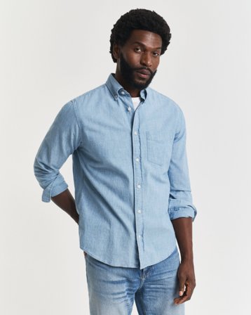 GANT Herren Regular Fit Indigo Chambray Hemd (XXL) Hellblau