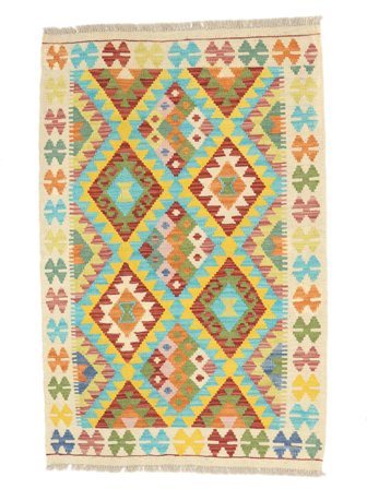 Oriental Kilim Afghan Old Style Rug 84X124 Yellow/Brown Wool, Afghanistan