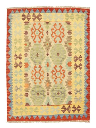 Kelim Afghan Old Stil Teppich 128X173 Orange/Gelb Wolle, Afghanistan