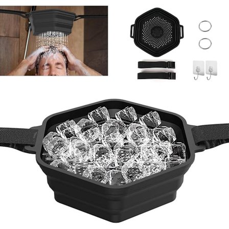 Isbrusebadssæt til muskelrestitution, transportabelt mini-isbadekar, foldbart silikone-isbrusebadekar til koldbrusebadsterapi, sort